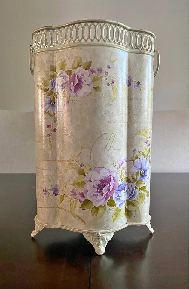Vintage Floral Metal Floral Vase/Bucket