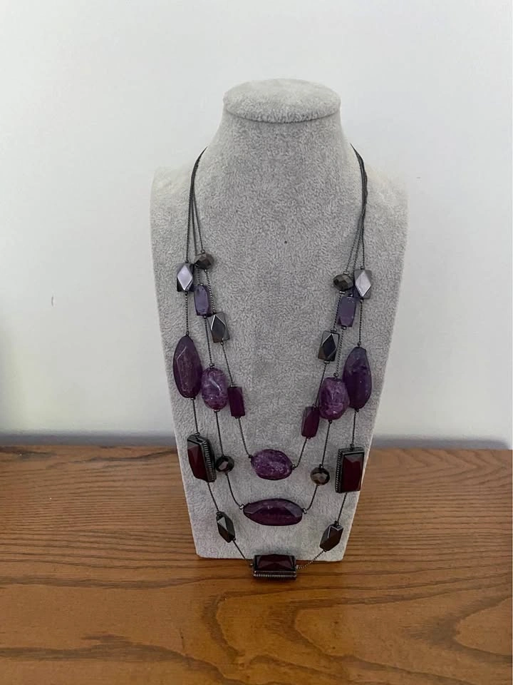 Purple Multi-Strand Beaded Necklace