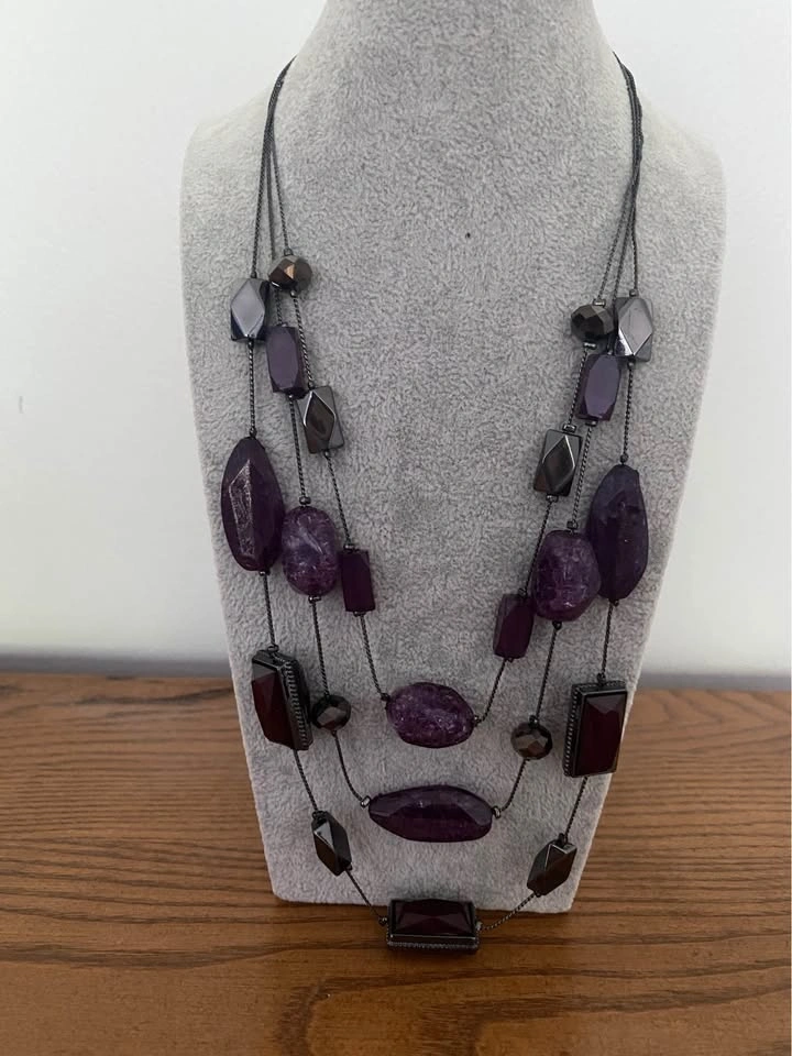 Purple Multi-Strand Beaded Necklace - photo 2