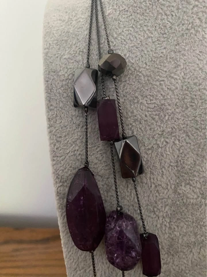 Purple Multi-Strand Beaded Necklace - photo 3