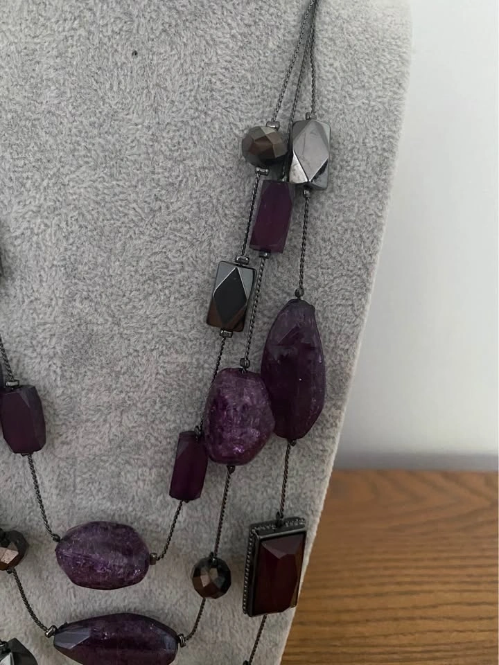 Purple Multi-Strand Beaded Necklace - photo 4