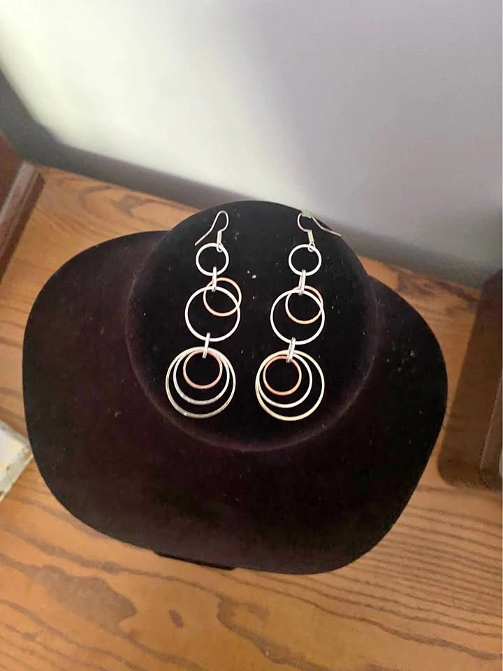 Multi-Tone Tiered Hoop Dangle Earrings