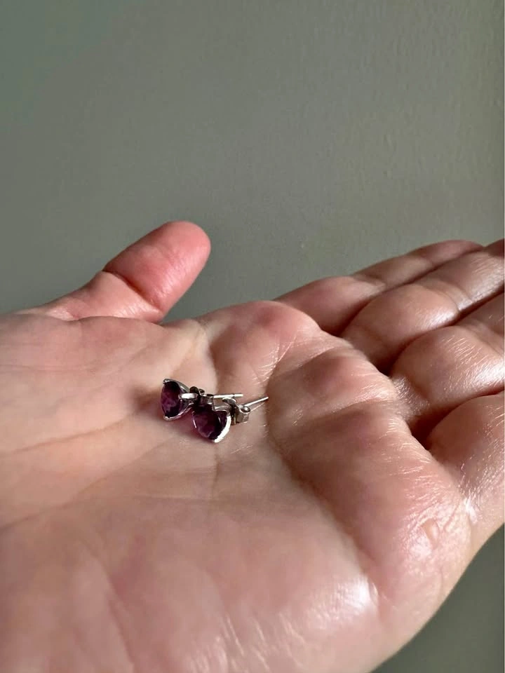 Silver Amethyst Stud Earrings
