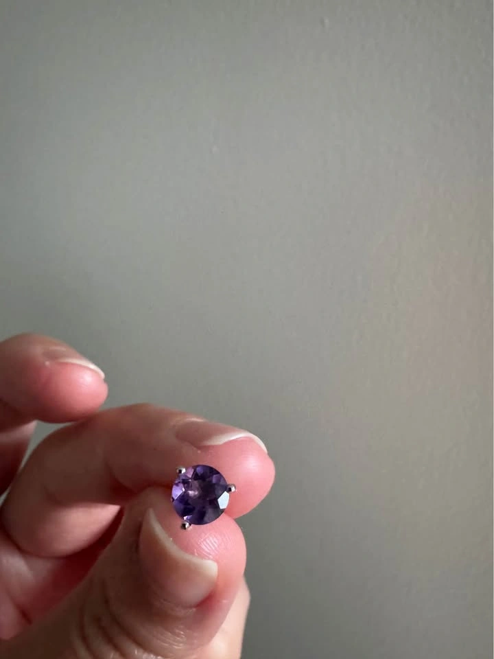 Silver Amethyst Stud Earrings - photo 2