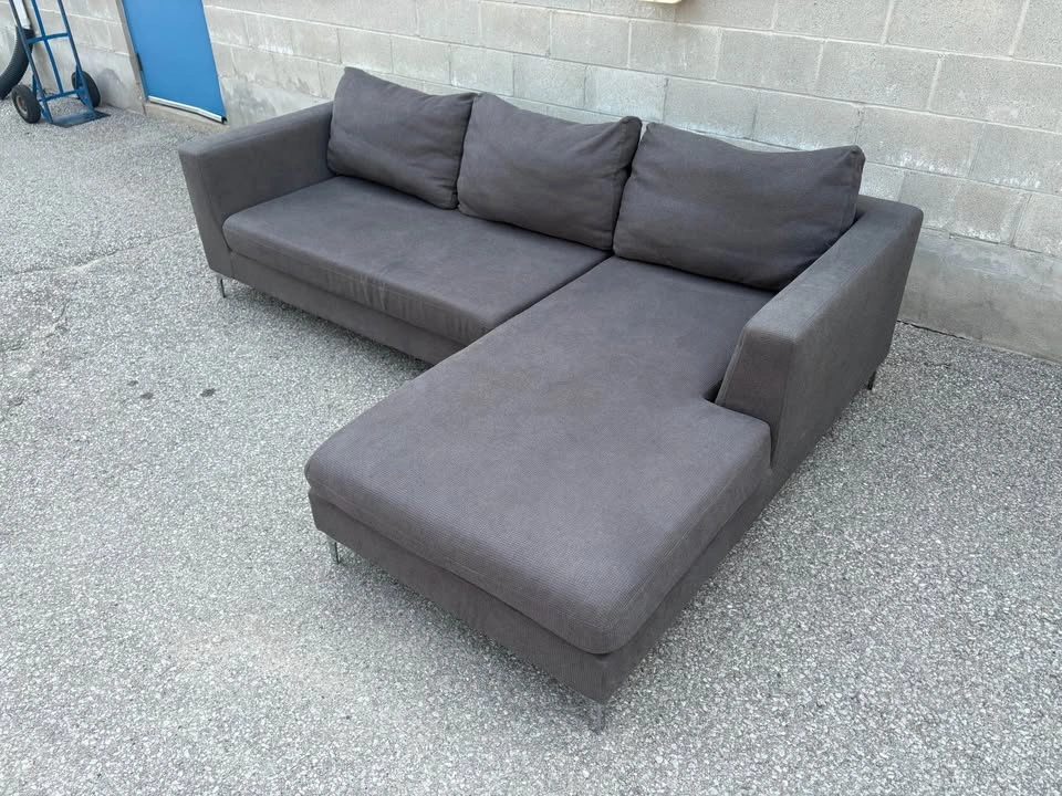 Grey L Shaped Sectional Couch with Chaise - photo 2