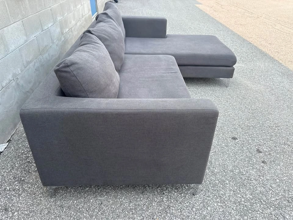 Grey L Shaped Sectional Couch with Chaise - photo 5