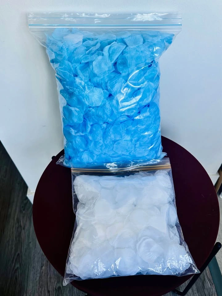 Large Flower Girl Baskets, Ring Cushion, Baby Blue Petals - photo 2