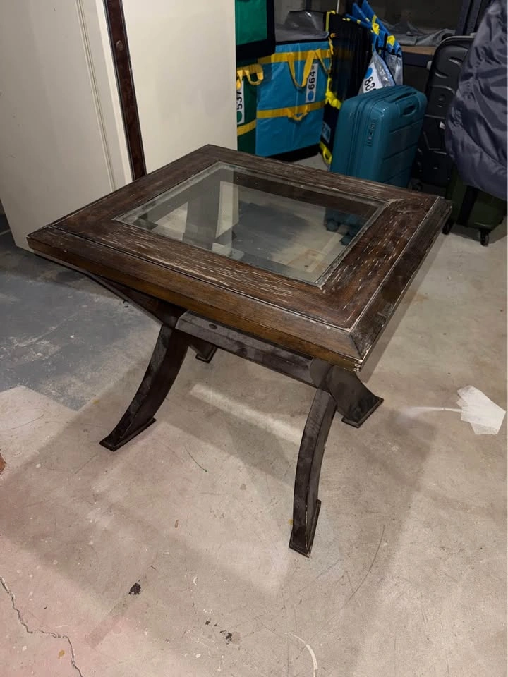 Square Glass Top End coffee Table with X-Base - photo 2