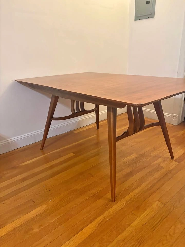 Mid-Century Modern Walnut Waves Dining Table