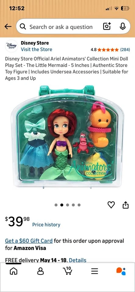 Disney Store Ariel Animators' Collection Mini Doll Play Set