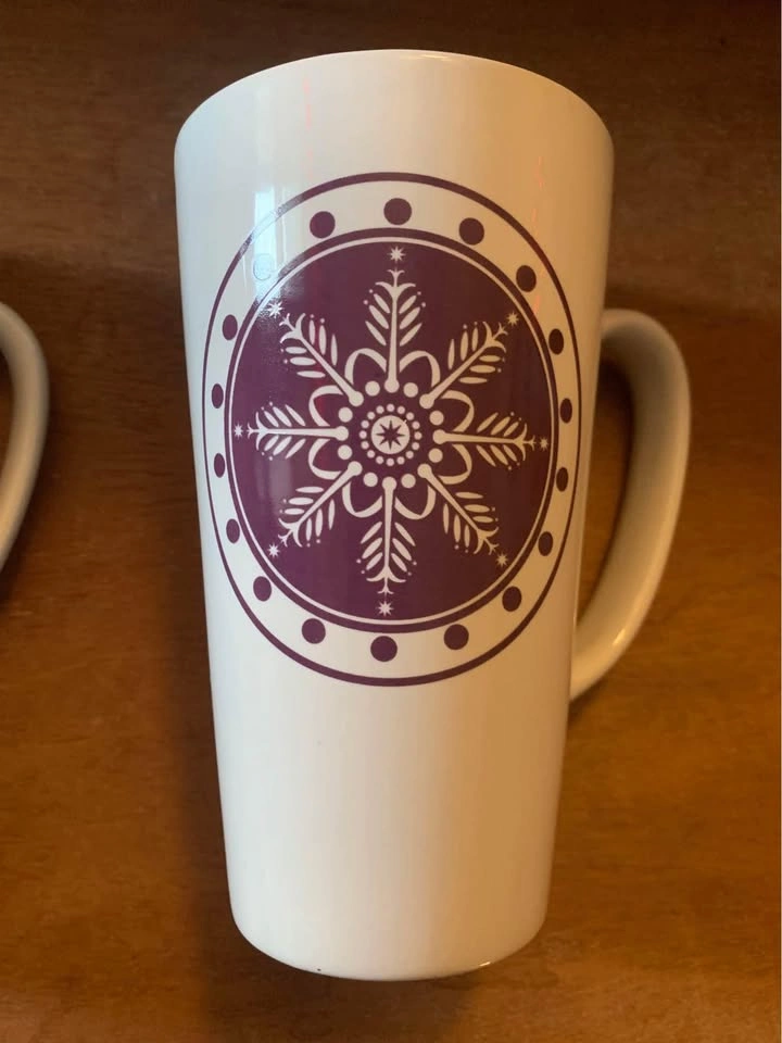 Winter Snowflake 6" H . Red & Purple Mugs / 2 pc Set - photo 3