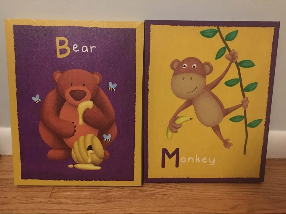 Bear & Monkey Wall Art / 14” X 11” X 1.25”