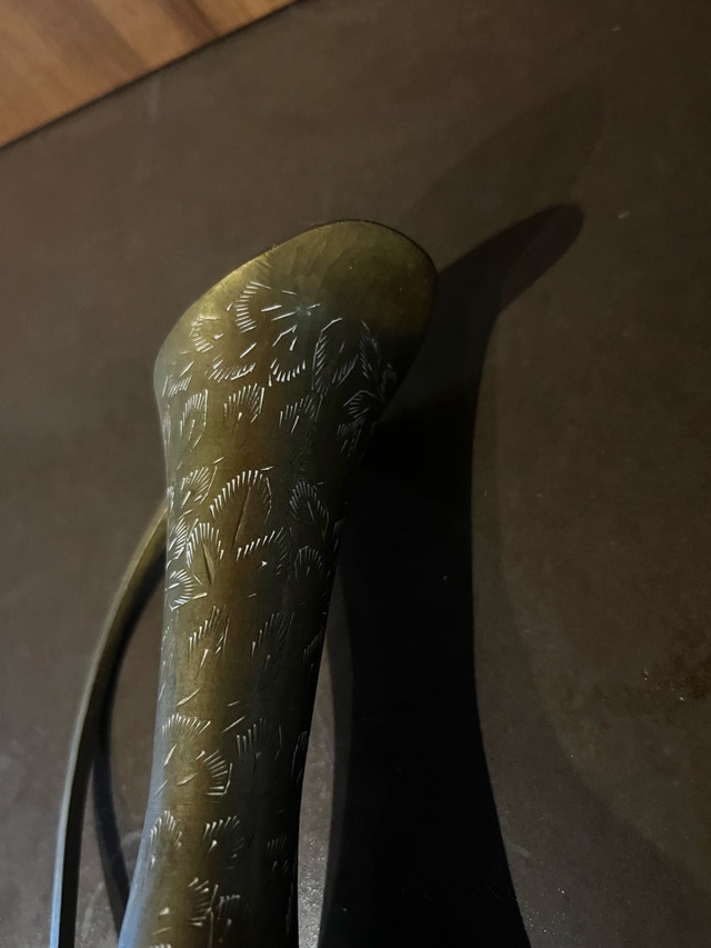 Vintage Brass Etched Vase - photo 3