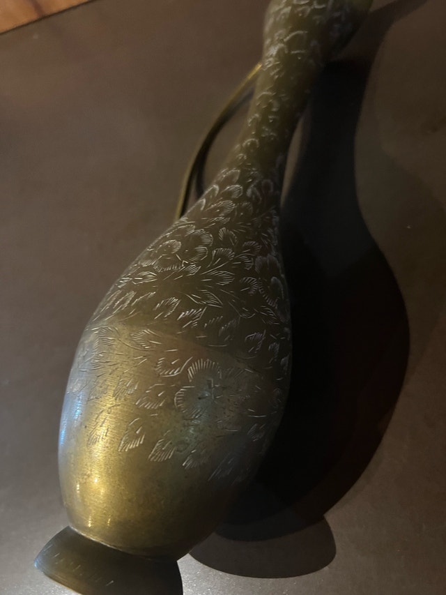 Vintage Brass Etched Vase - photo 4
