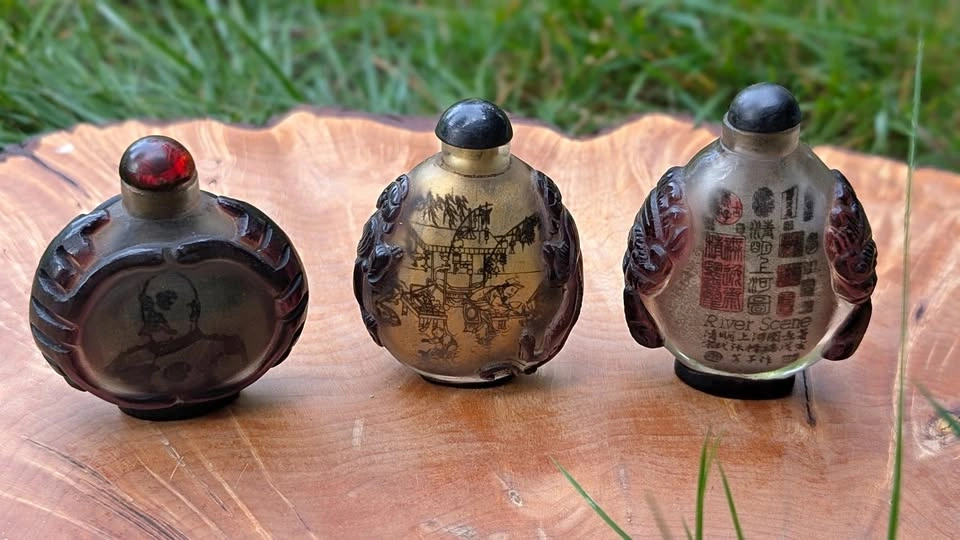 Vintage Inside-Painted Decorative Snuff Bottles (Set of 3)