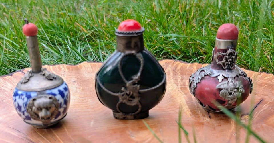 Vintage Chinese Decorative Snuff Bottles (Set of 3)