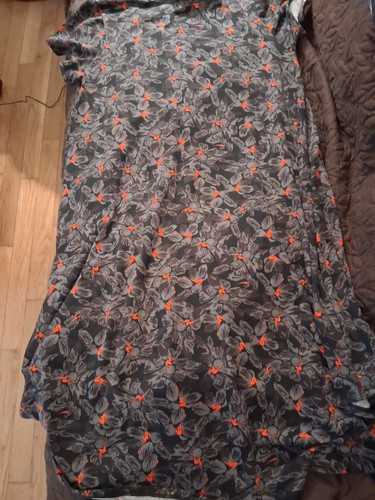 Women's Black Gray Orange Floral Shift Dress Round Neck Short Sl - photo 2