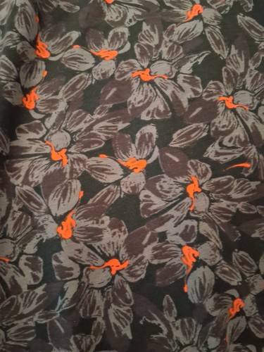 Women's Black Gray Orange Floral Shift Dress Round Neck Short Sl - photo 3