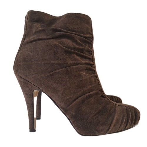 NINE WEST NEW JOYRIDES RUCHED BROWN SUEDE ANKLE BOOTS SIZE 8M NW