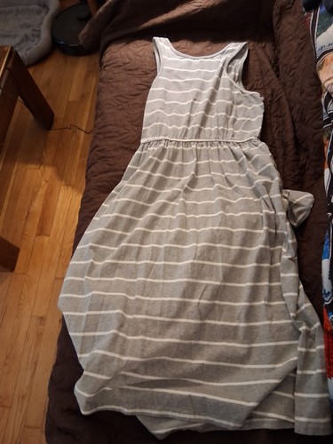HOUNT Women's Gray White Striped Scoop Neck Sleeveless Knit Maxi - photo 2