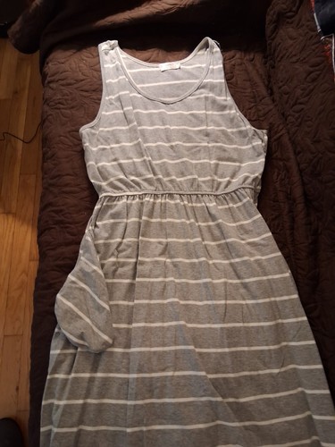 HOUNT Women's Gray White Striped Scoop Neck Sleeveless Knit Maxi - photo 4