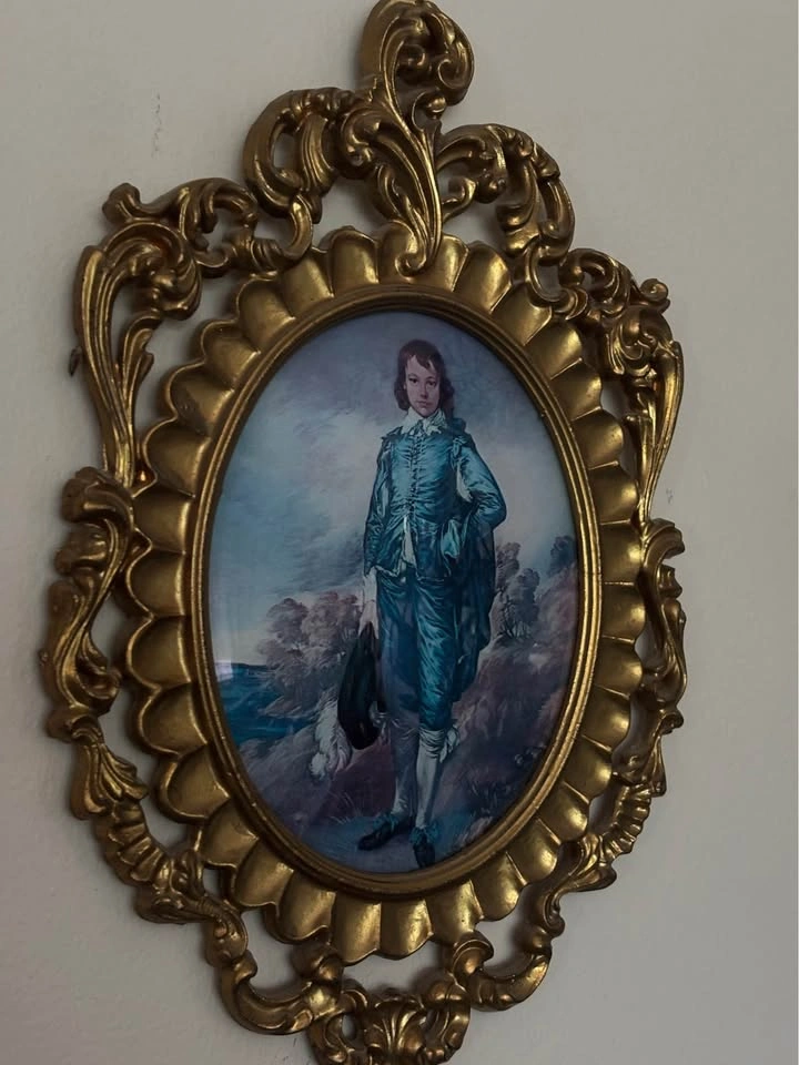Vintage Blue Boy and Pinkie Framed Prints Pair - photo 2