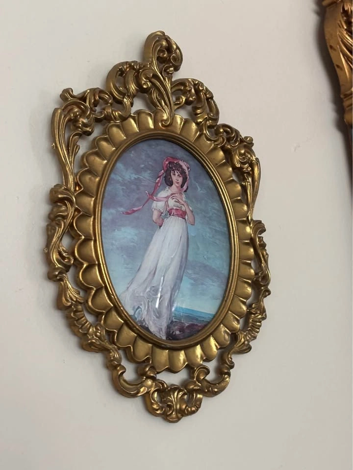 Vintage Blue Boy and Pinkie Framed Prints Pair - photo 3