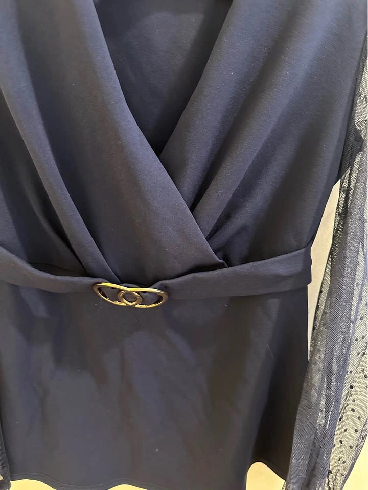 Navy blue belted top - photo 2