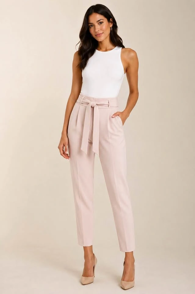 DKNY Tie-Waist High-Rise Pants