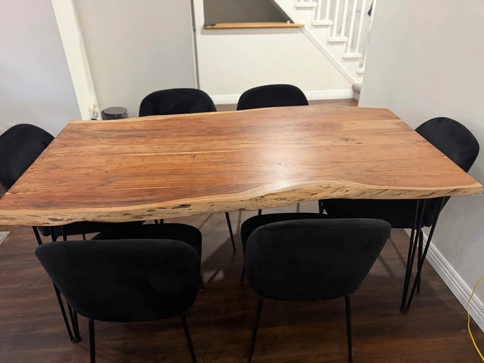 Live Edge Wood Dining Table with Hairpin Legs and 6 Chairs - photo 3