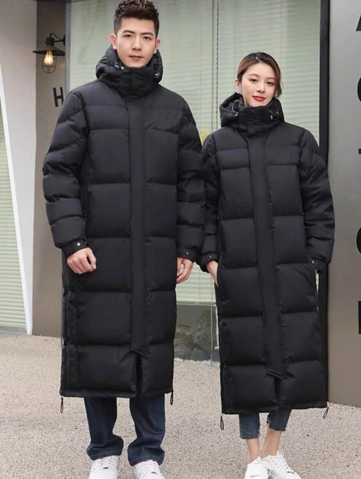 Long Black Hooded Down Coat (Korean Slim Fit / 500g Down) - photo 2