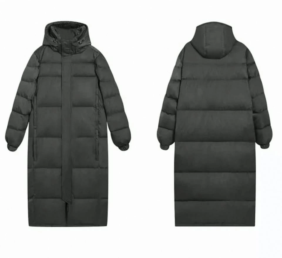 Long Black Hooded Down Coat (Korean Slim Fit / 500g Down) - photo 3