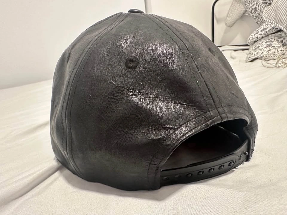 Zara Black Faux Leather Baseball Cap - photo 2