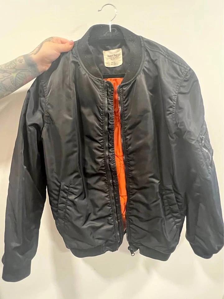 MA-1 Bomber Jacket (Black/Orange) - Size XL