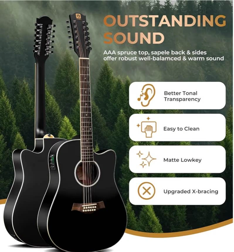 Vangoa 12 String Acoustic Electric Guitar Bundle - photo 2