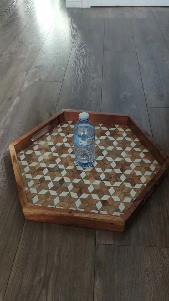 Hexagon Geometric Serving Wooden Tray - photo 3
