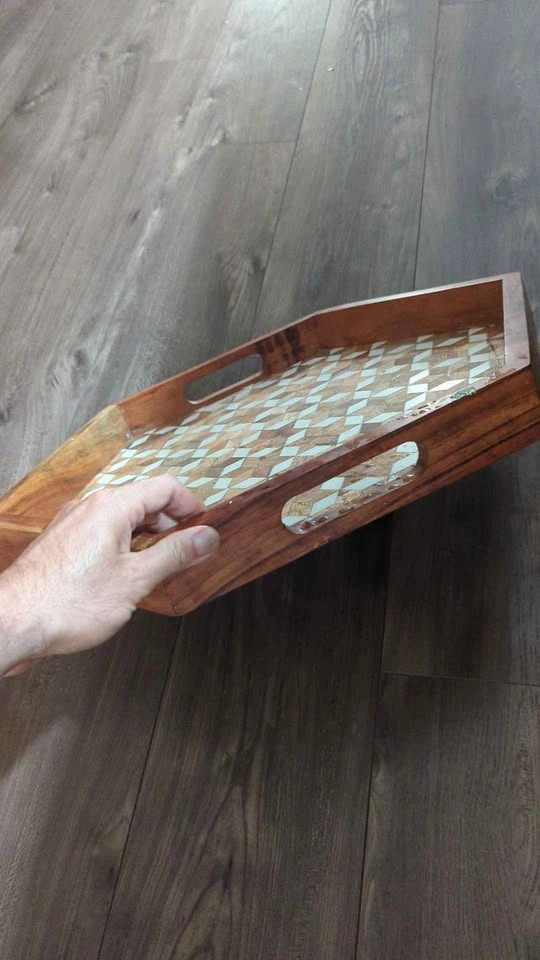 Hexagon Geometric Serving Wooden Tray - photo 4
