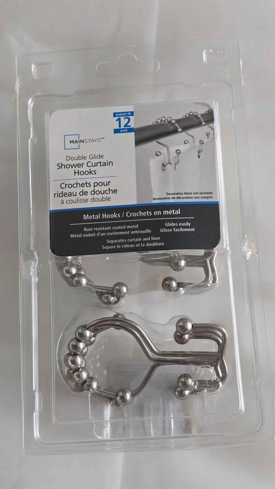 Mainstays Shower Curtain and Double Glide Shower Curtain Hooks - photo 2