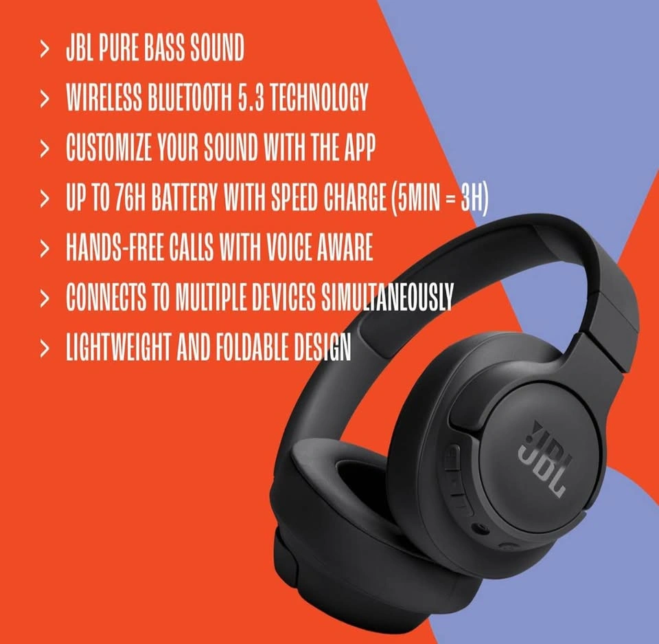JBL Tune 720BT Wireless Over-Ear Headphones - Blue - photo 4