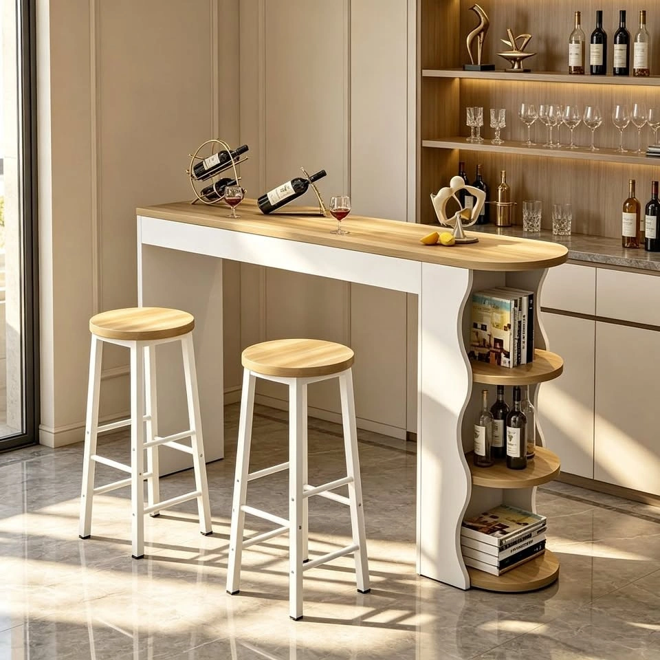 Modern Counter Height Dining Set – Table with Storage & 2 Chairs