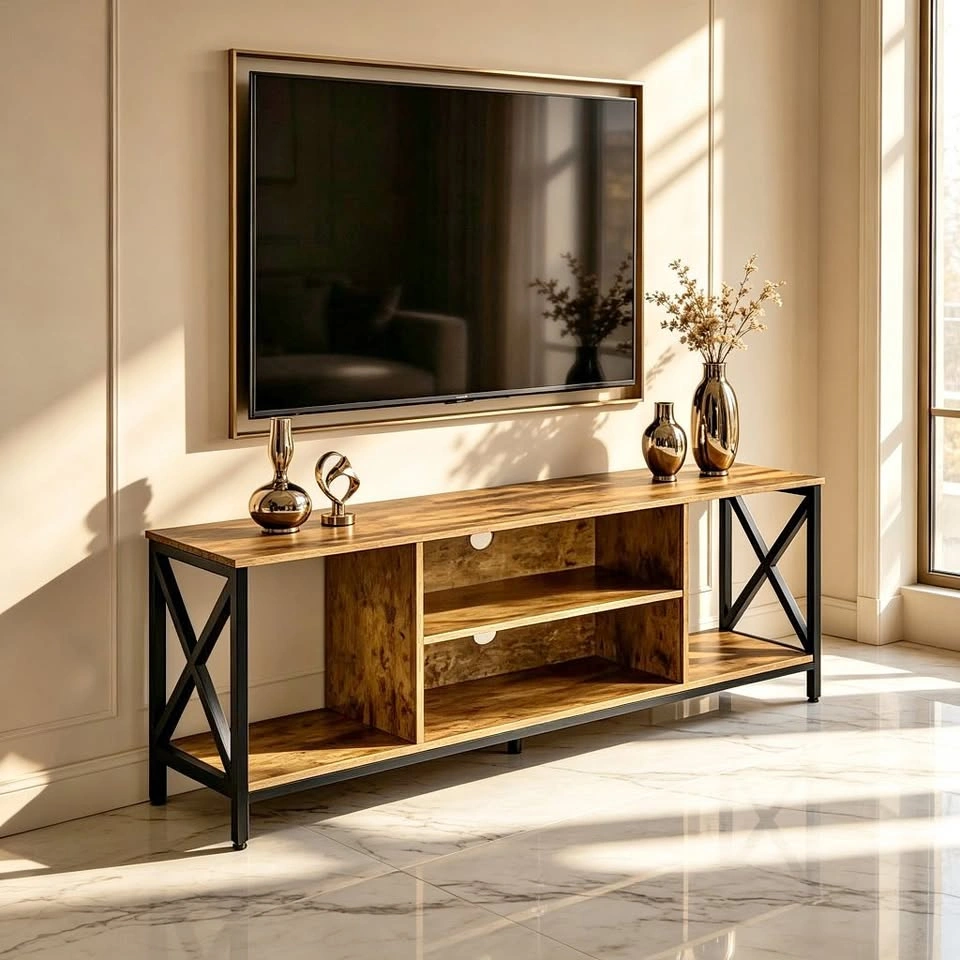 C4052 Farmhouse Style TV Stand – X-Frame Entertainment Center