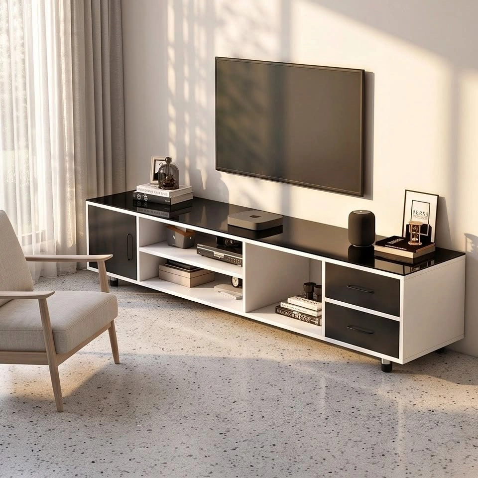 C3987 TV010 Sleek Glass Top TV Console
