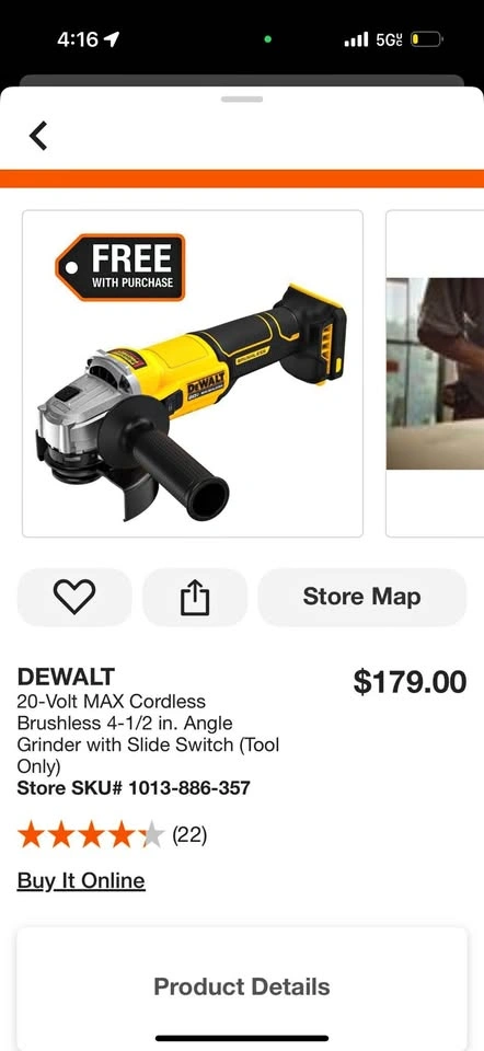Dewalt 20-Volt MAX Cordless Brushless 4-1/2 in. Angle Grinder