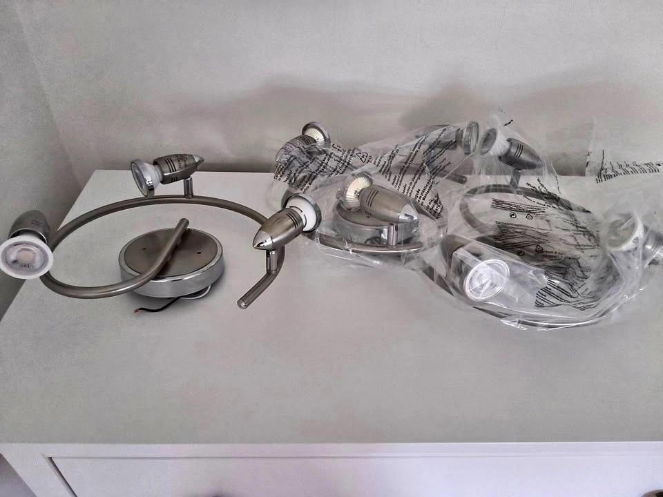3x Modern 3-Light Spiral Track Light Fixture – Brushed Nickel