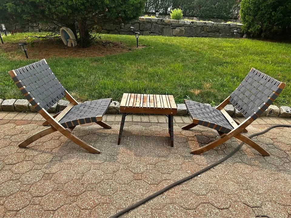 Foldable Low Wicker Outdoor Chair table set