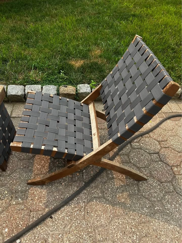 Foldable Low Wicker Outdoor Chair table set - photo 2