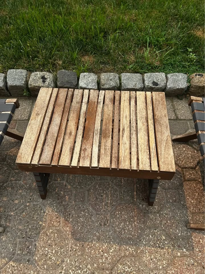 Foldable Low Wicker Outdoor Chair table set - photo 3