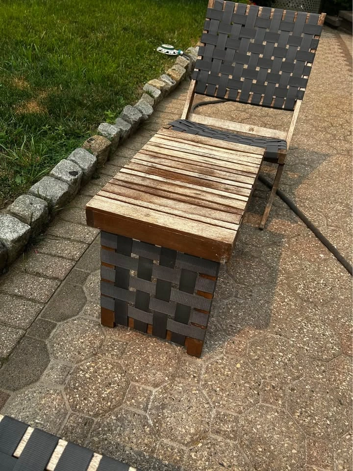 Foldable Low Wicker Outdoor Chair table set - photo 5
