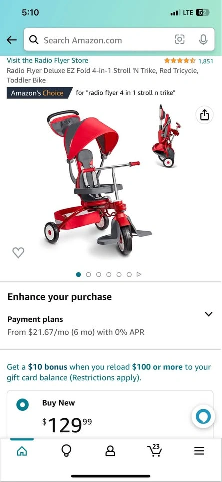 Radio Flyer Deluxe EZ Fold 4-in-1 Stroll 'N Trike