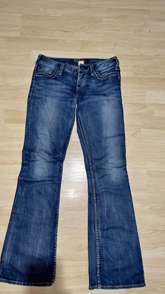 Silver Twisted Bootcut Jeans Women's 29x31 Blue Stretch Denim